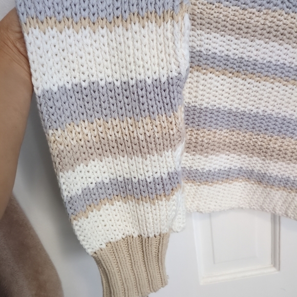 NEW Free People Devon Stripe Crop Sweater In Gray, Small - Picture 4 of 6